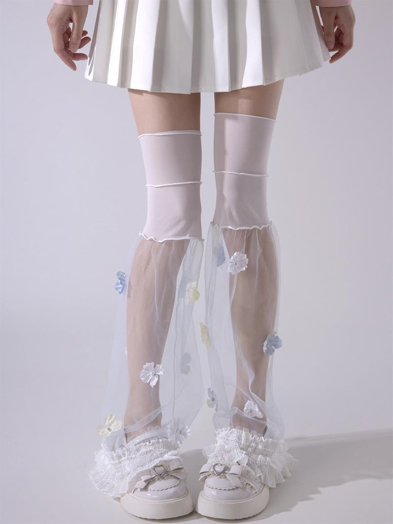 SherryDC Girl's Y2k Kawaii Leg Warmers Cute Lace Harajuku Leg Sleeves Gothic Lolita Long Slouch Socks for Women - Image 3